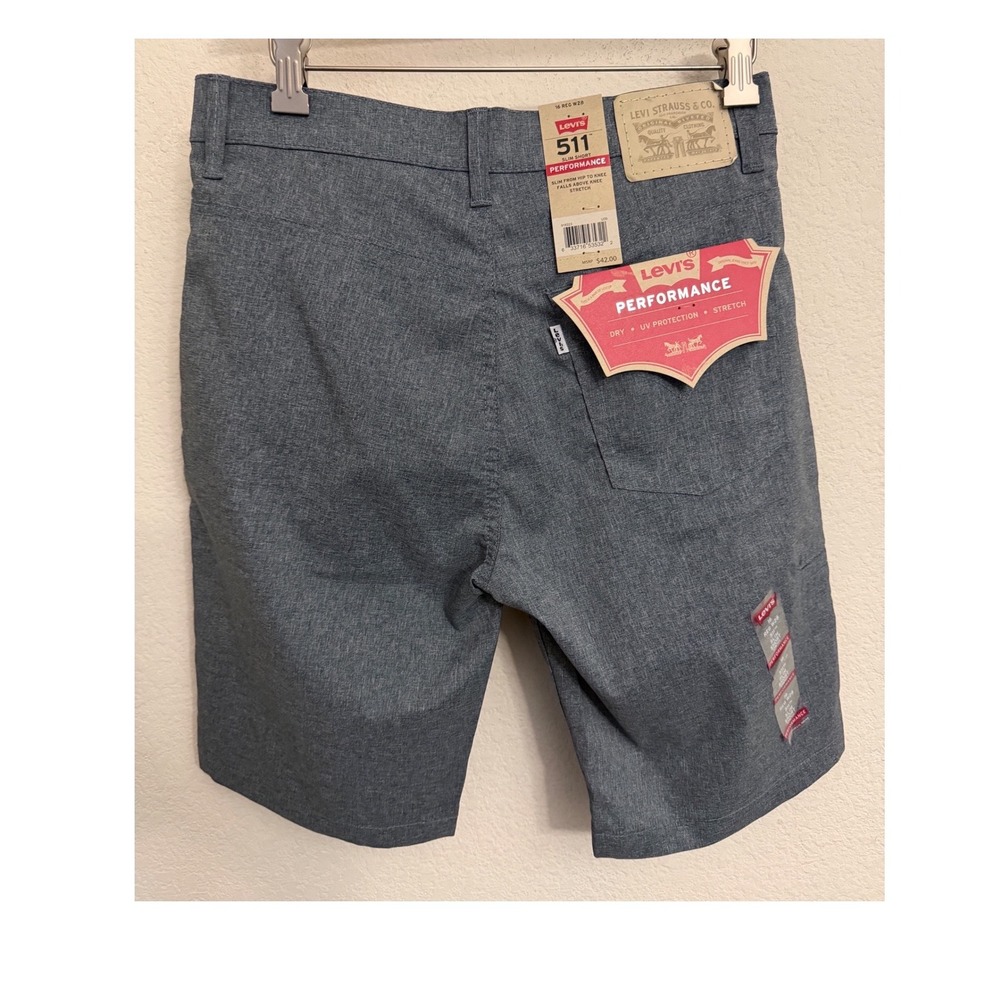 Levis 511 Slim Performance Shorts Mens 16 Reg 28 Blue Heather UV Stretch 9" Ins - Picture 9 of 9